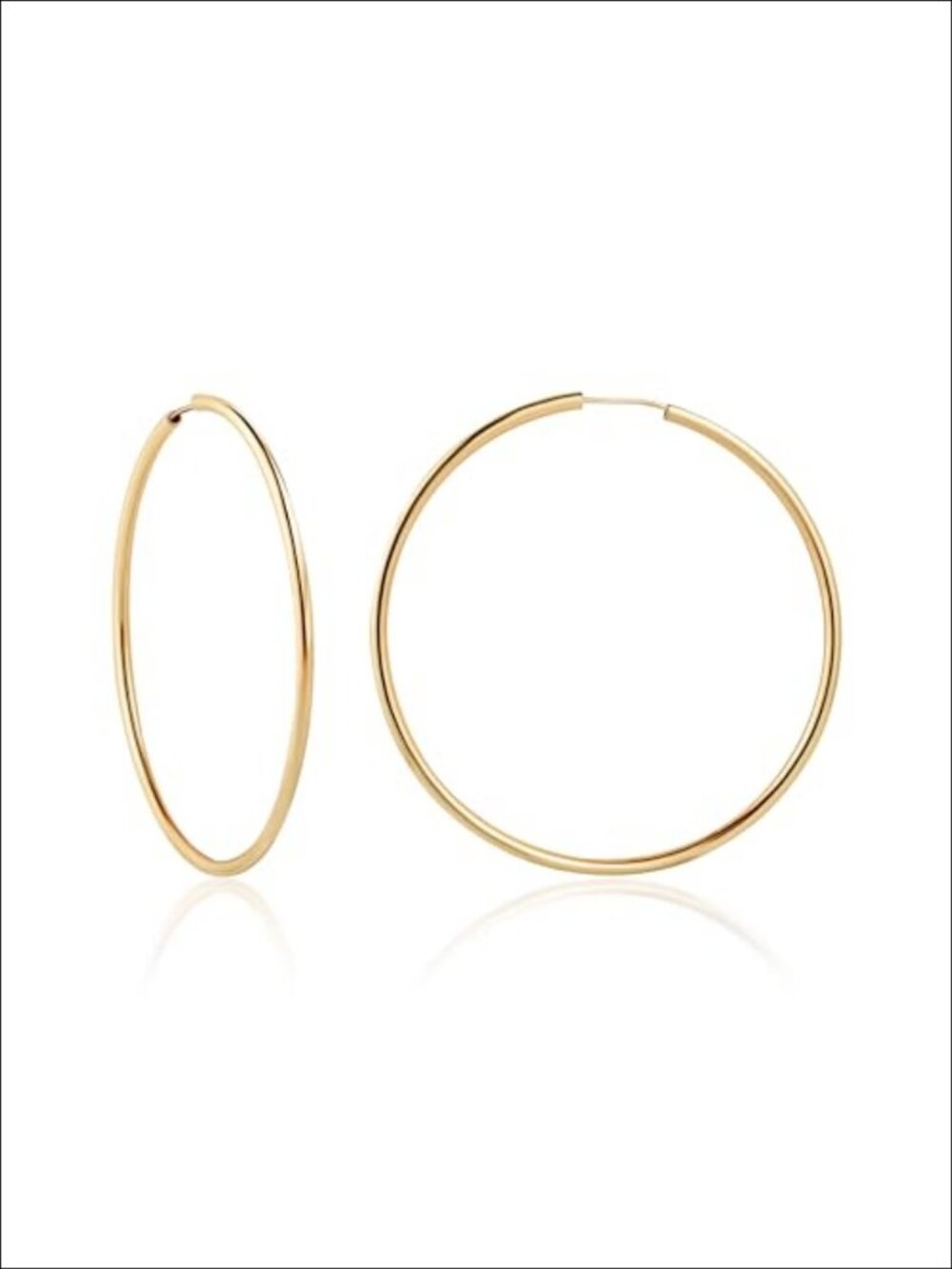 18K Gold Plated Endless Hoop Earrings 3mm Thick High Polish Tarnish Free